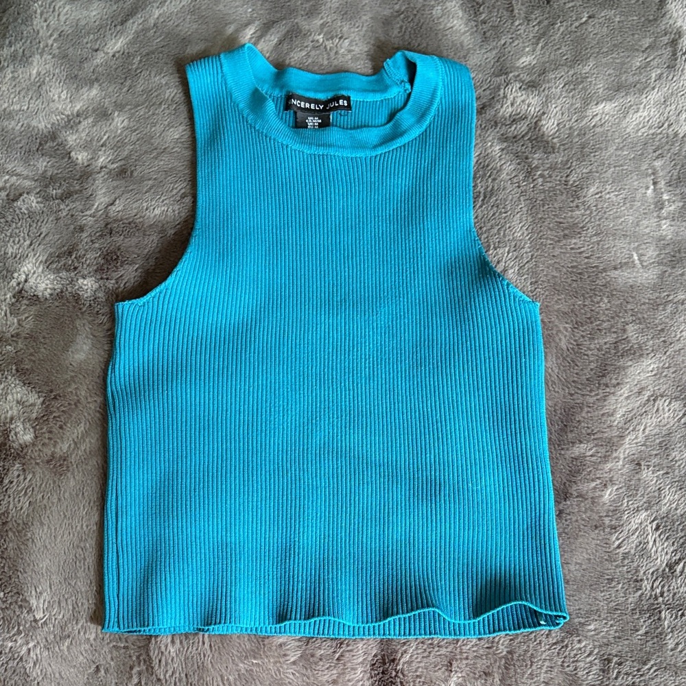 Sincerely Jules Turquoise Ribbed Top